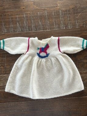 5/$10 Vintage Handmade Wool Baby Dress Fits Size 3-6 Months